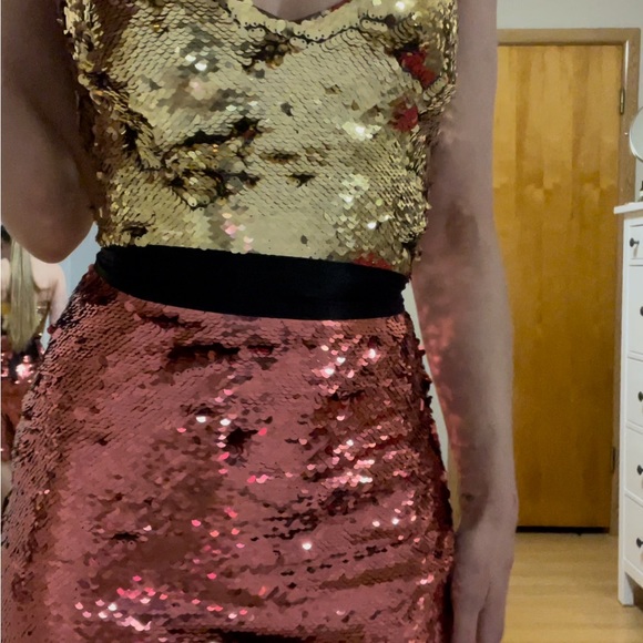 Pink & Gold Sequinned Marciano Party Dress - Picture 13 of 13